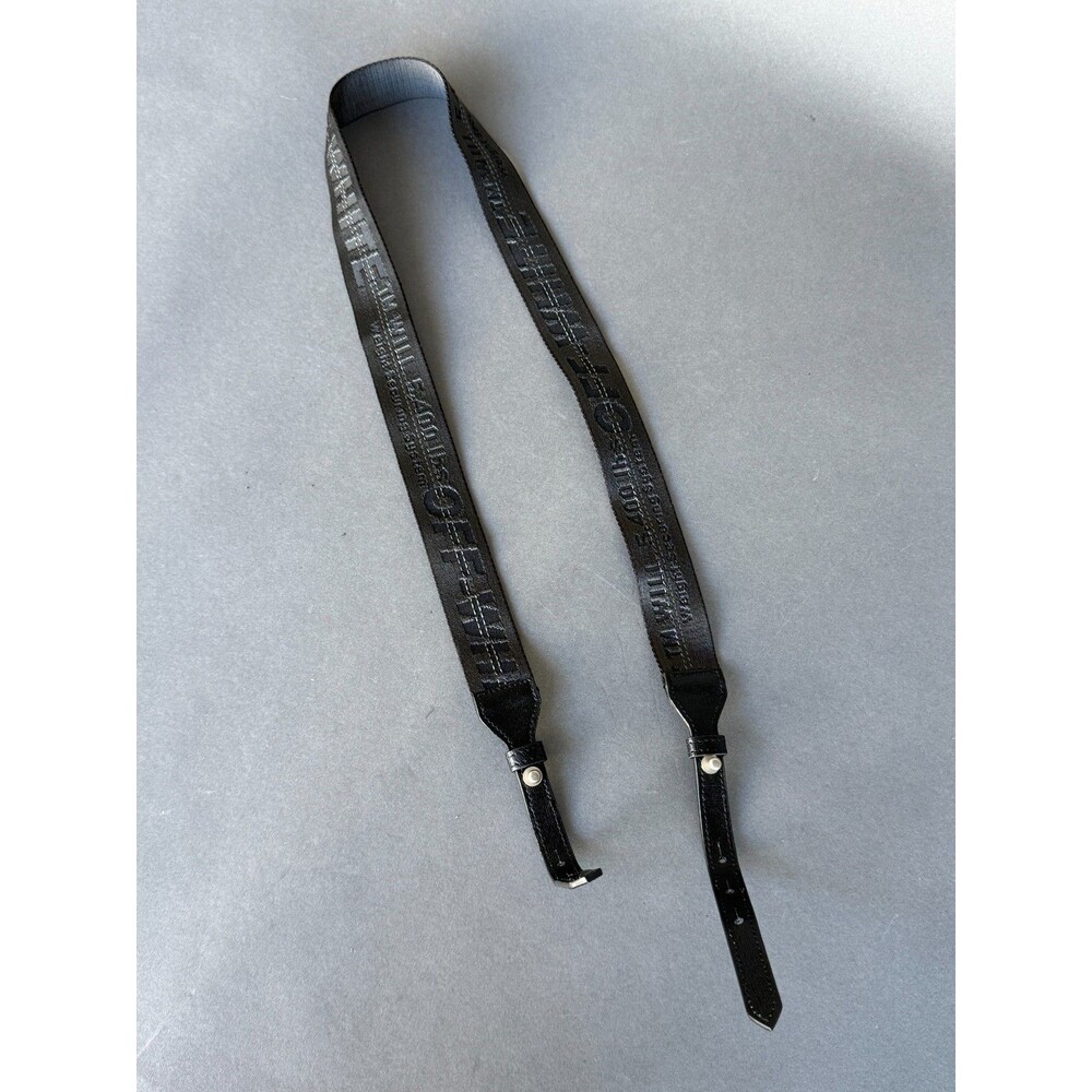 Off-White Virgil Abloh Black Jacquard Leather Trim Bag Strap Industrial